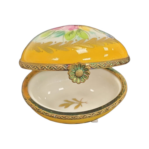 Yellow Porcelain Egg Box for Elegant Gifts Porcelain Limoges egg French Trinket Box