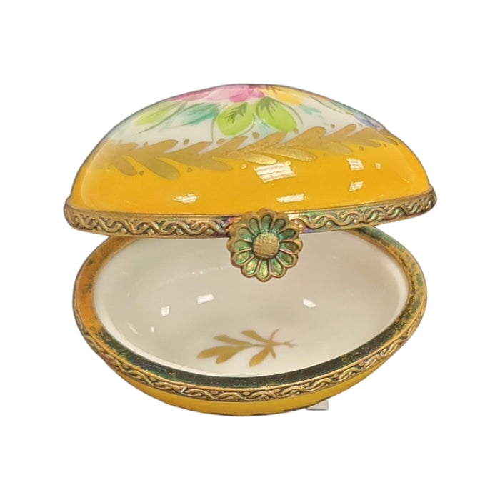 Yellow Porcelain Egg Box for Elegant Gifts Porcelain Limoges egg French Trinket Box