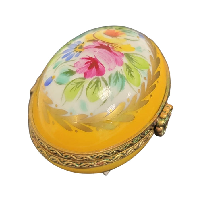 Yellow Porcelain Egg Box for Elegant Gifts Porcelain Limoges egg French Trinket Box