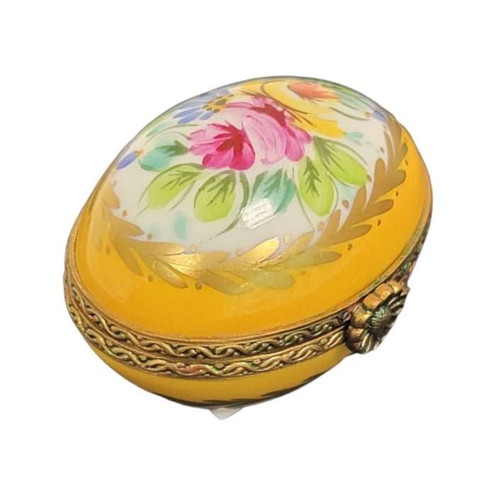 Yellow Porcelain Egg Box for Elegant Gifts Porcelain Limoges egg French Trinket Box