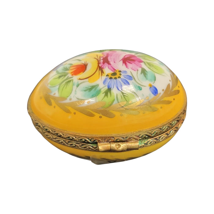 Yellow Porcelain Egg Box for Elegant Gifts Porcelain Limoges egg French Trinket Box