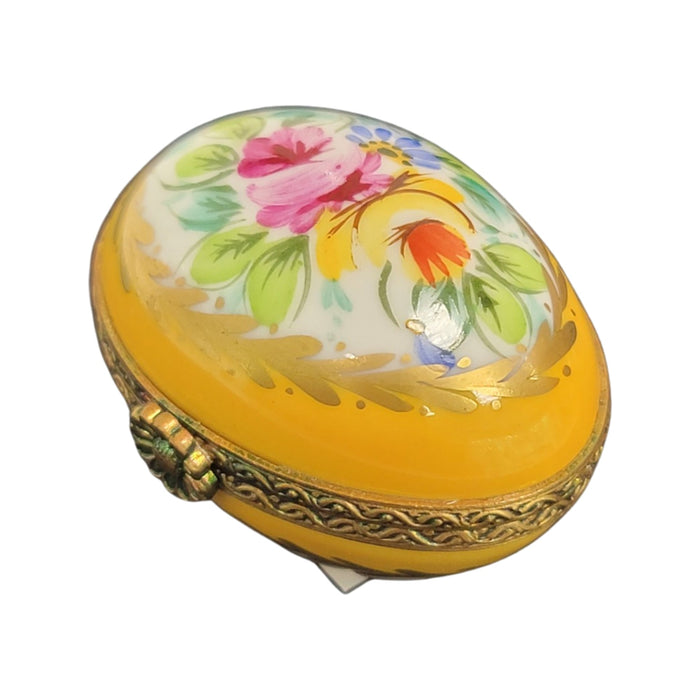 Yellow Porcelain Egg Box for Elegant Gifts Porcelain Limoges egg French Trinket Box