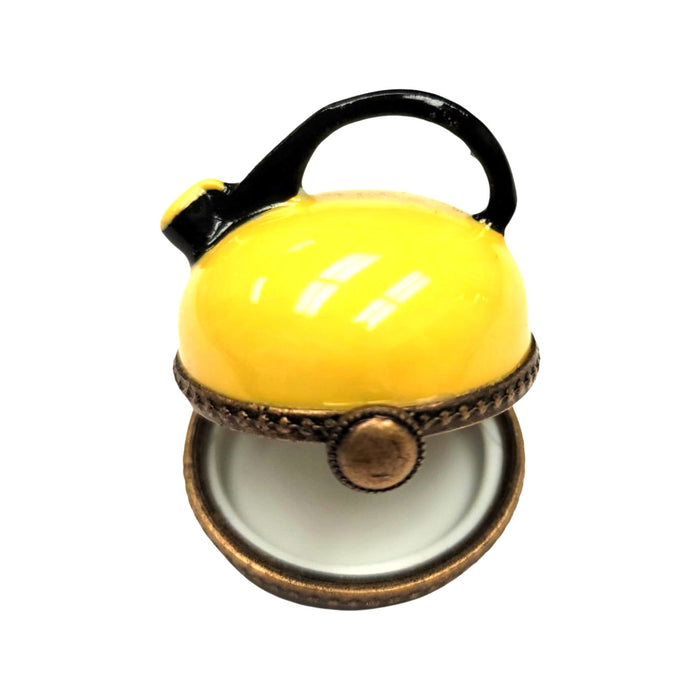 Yellow Tea Kettle Box for Home Decor Porcelain Limoges Home French Trinket Box