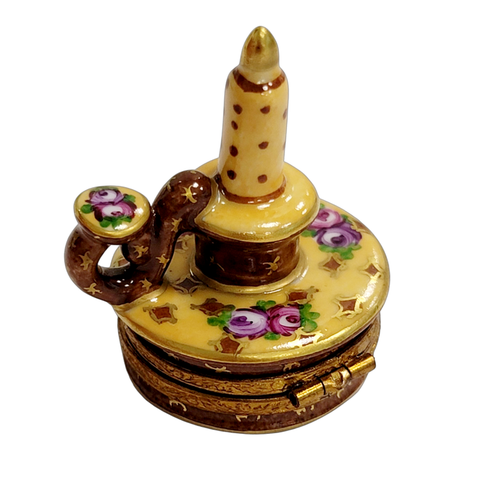 Yellow Roses Candle Stick Box For Home Décor Porcelain Limoges home French Trinket Box