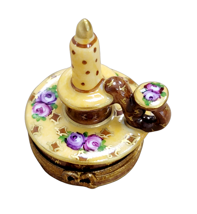 Yellow Roses Candle Stick Box For Home Décor Porcelain Limoges home French Trinket Box