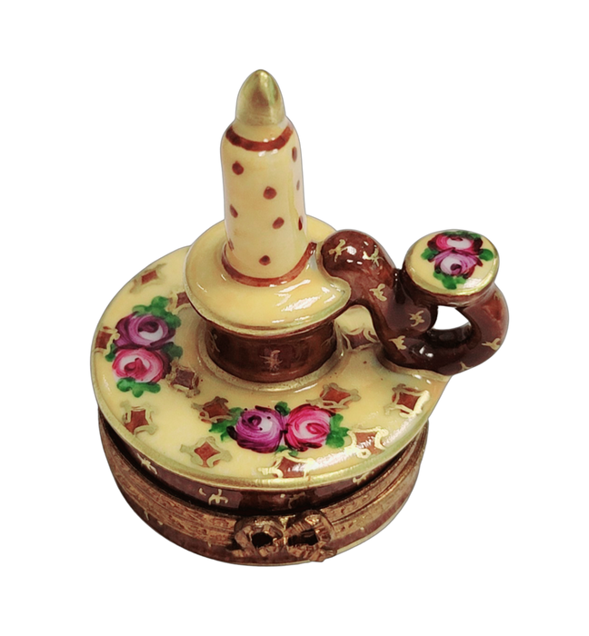 Yellow Roses Candle Stick Box For Home Décor Porcelain Limoges home French Trinket Box