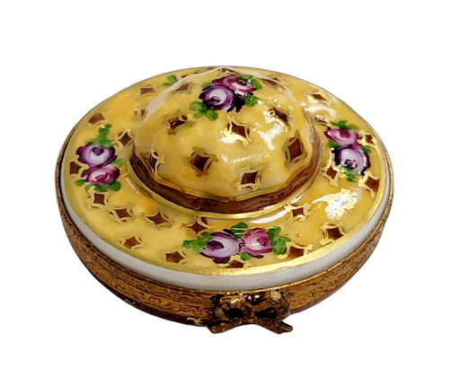 Yellow Roses Hat Limoges Box for Elegant Decor Porcelain Limoges shoe figurine LIMOGES BOXES French Trinket Box