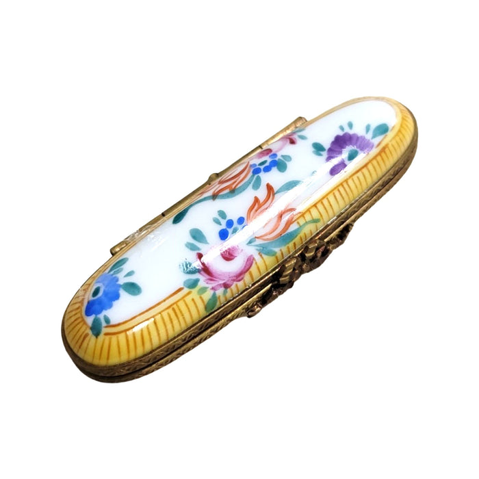 Yellow Roses Trinket Box for Collectors Porcelain Limoges shaped French Trinket Box
