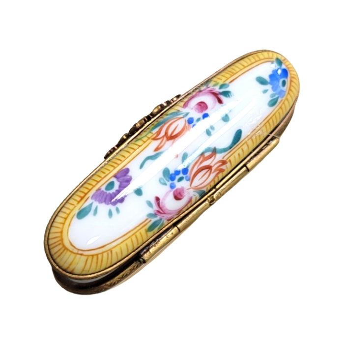 Yellow Roses Trinket Box for Collectors Porcelain Limoges shaped French Trinket Box