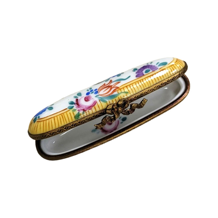 Yellow Roses Trinket Box for Collectors Porcelain Limoges shaped French Trinket Box