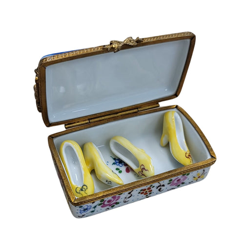 Yellow Shoe Flowers Limoges Box for Fashion Lovers Porcelain Limoges Shoes fashion figurine LIMOGES BOXES French Trinket Box