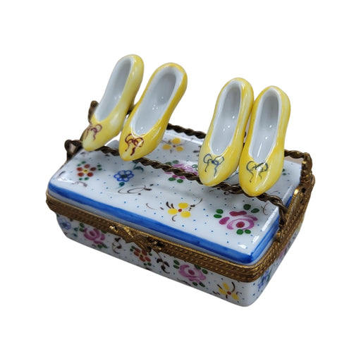 Yellow Shoe Flowers Limoges Box for Fashion Lovers Porcelain Limoges Shoes fashion figurine LIMOGES BOXES French Trinket Box