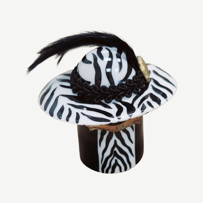 Zebra Hat Fashion Limoges Box Porcelain Figurine-shoe figurine LIMOGES BOXES-CH8C114
