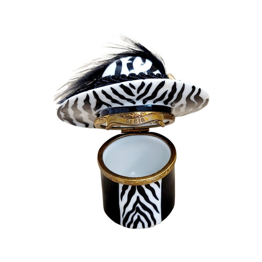 Zebra Hat Limoges Box for Collectors Porcelain Limoges shoe figurine French Trinket Box