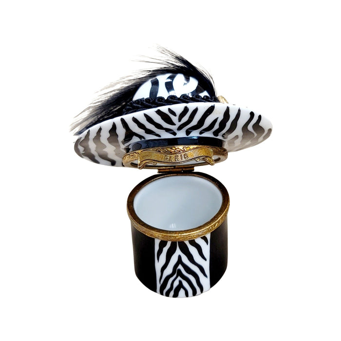 Zebra Hat Limoges Box for Collectors Porcelain Limoges shoe figurine French Trinket Box