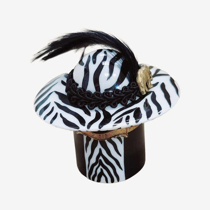 Zebra Hat Limoges Box for Collectors Porcelain Limoges shoe figurine French Trinket Box