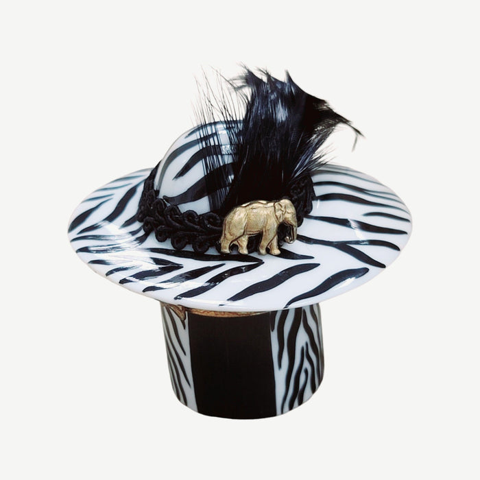 Zebra Hat Limoges Box for Collectors Porcelain Limoges shoe figurine French Trinket Box