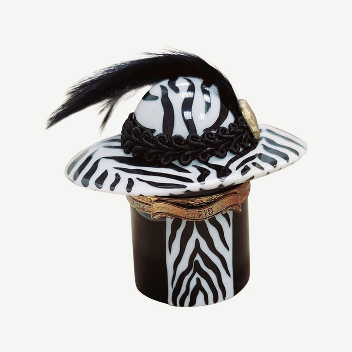 Zebra Hat Limoges Box for Collectors Porcelain Limoges shoe figurine French Trinket Box