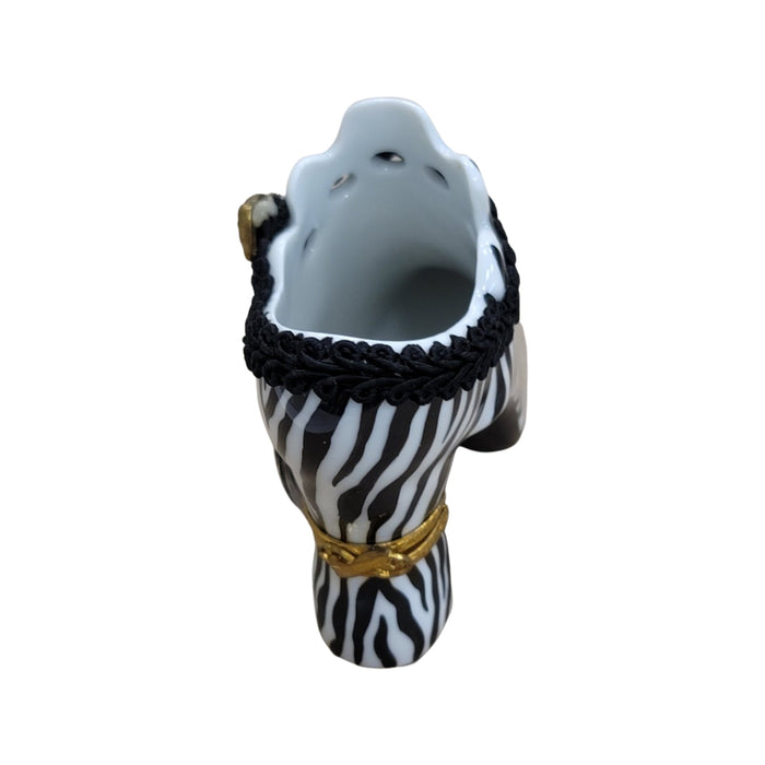 Zebra Print Shoe Elegance for Fashion Lovers Porcelain Limoges shoe figurine French Trinket Box