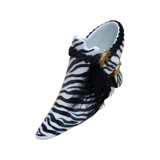 Zebra Print Shoe Elegance for Fashion Lovers Porcelain Limoges shoe figurine French Trinket Box