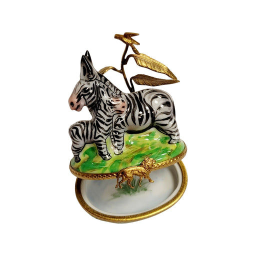 Zebra and Baby Limoges Box for Collectors Porcelain Limoges wild animals French Trinket Box