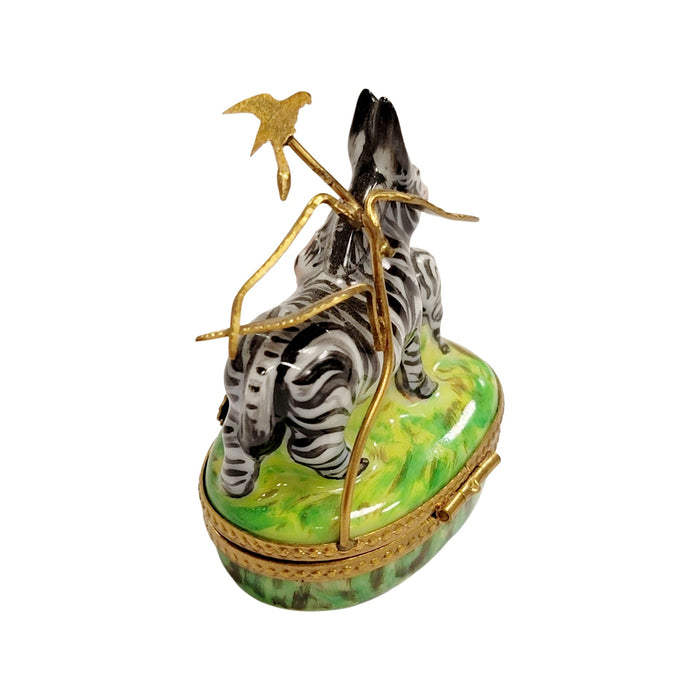 Zebra and Baby Limoges Box for Collectors Porcelain Limoges wild animals French Trinket Box