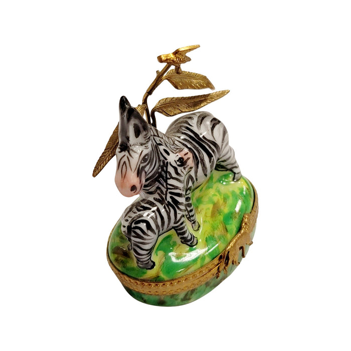 Zebra and Baby Limoges Box for Collectors Porcelain Limoges wild animals French Trinket Box