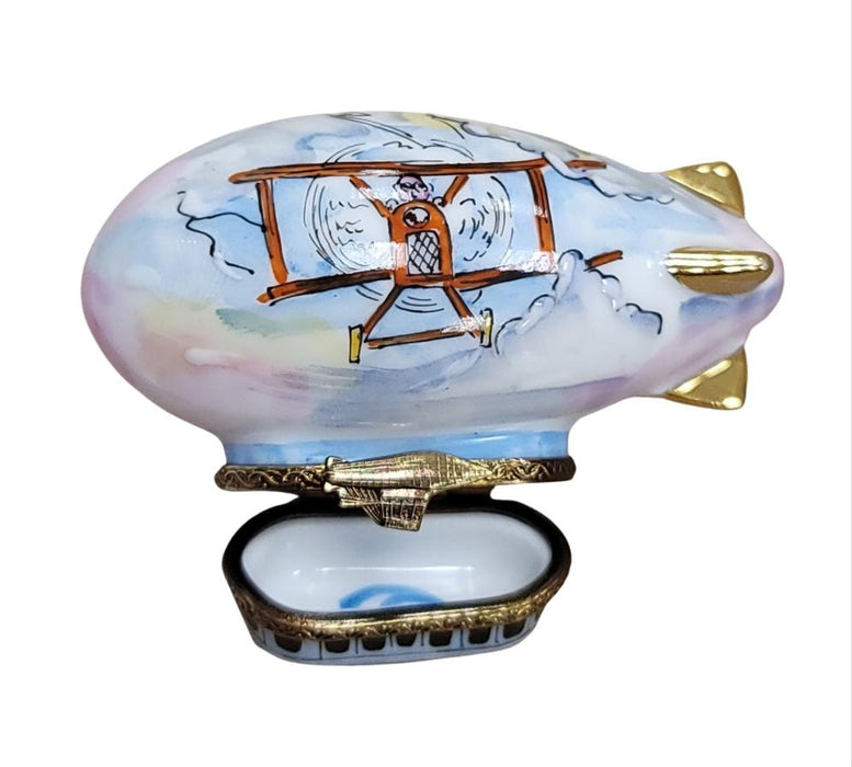 Zeppelin Balloon Limoges Box for Collectors Porcelain Limoges vehicle travel French Trinket Box