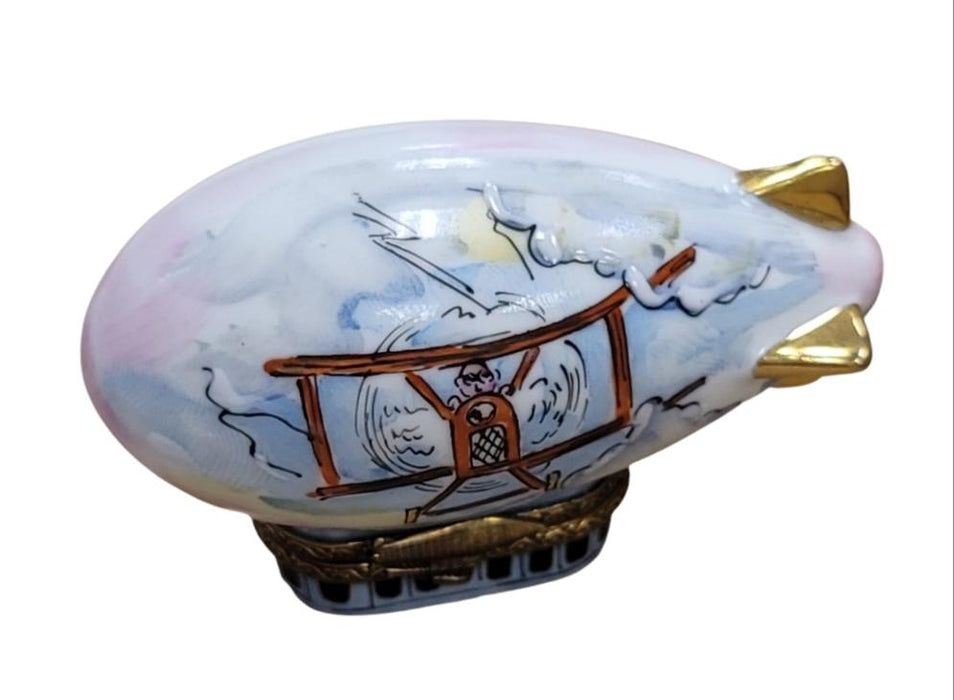 Zeppelin Balloon Limoges Box for Collectors Porcelain Limoges vehicle travel French Trinket Box