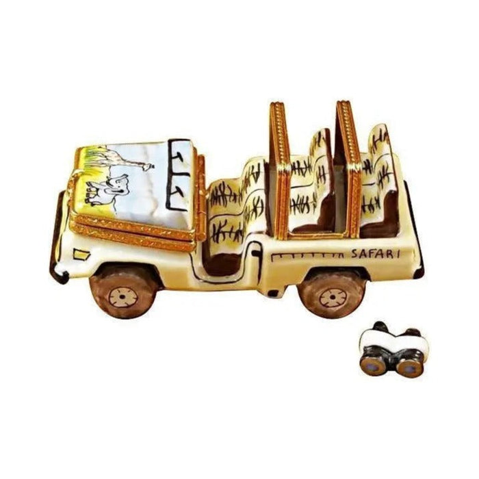Fine art lovers will admire this Africa Safari Vehicle with Binoculars Limoges box