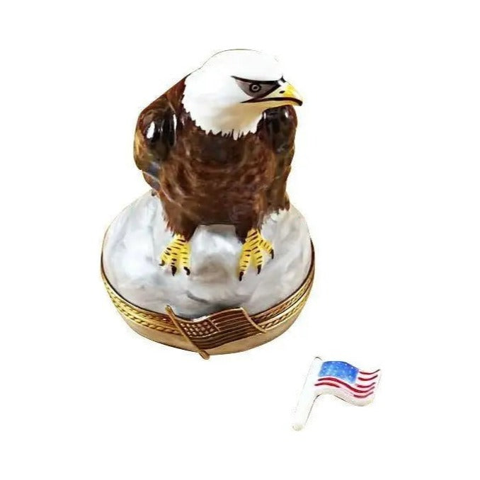 Bald Eagle Removable American Flag for Patriotic by Rochard, an authentic French Limoges box from Limoges Boutique