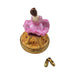 The painter's artistry shows on this Ballerina Pink Dress Brown Hair Limoges box