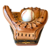 Baseball glove with ball hand-painted Limoges porcelain box, front view