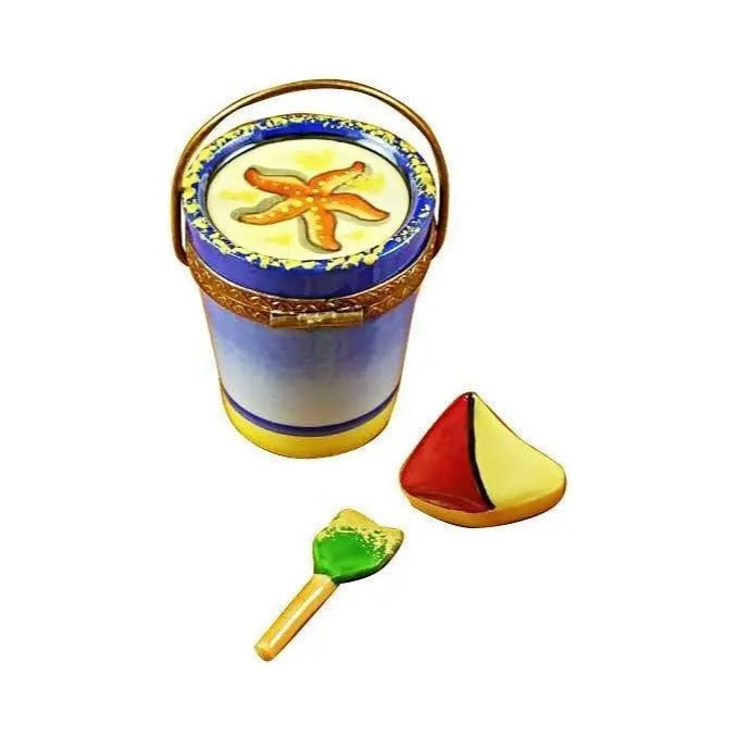 Beach Pail with Sailboat & Shovel Limoges box painted by hand in Limoges, France, a gift to treasure