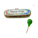 Painted details on the Oblong Happy Birthday with Balloon. Limoges box, French art in miniature