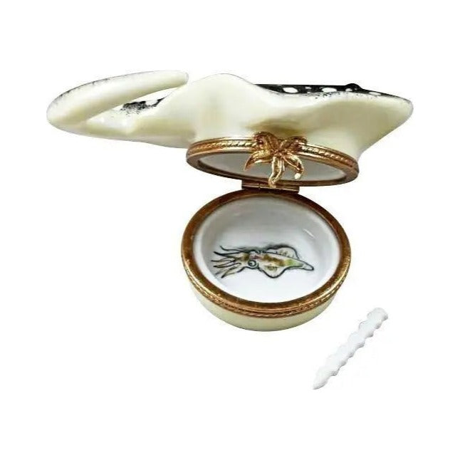 Treasured French collectible: Black Stingray with Removable Barb Limoges box, painted by hand