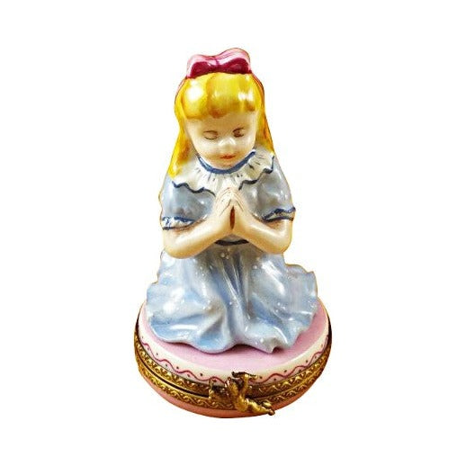 Blond Girl Praying by Rochard, an authentic French Limoges box from Limoges Boutique