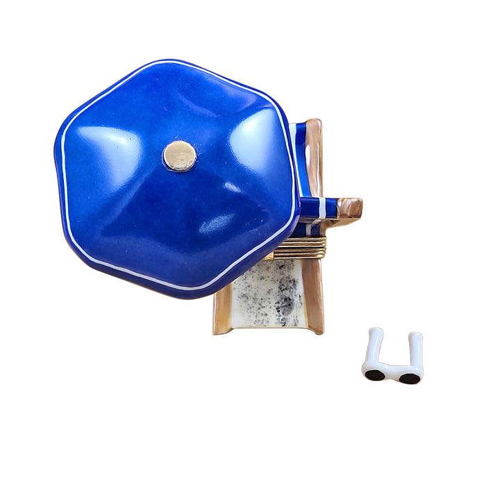 Blue Beach Chair Gift for Beach Lovers Porcelain Limoges beach ocean French Trinket Box