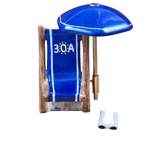 Blue Beach Chair Gift for Beach Lovers Porcelain Limoges beach ocean French Trinket Box