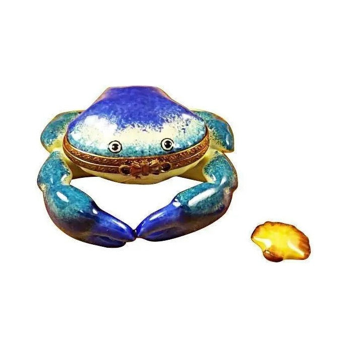 Limoges Boutique presents the Rochard Blue Crab with Shell, a genuine Limoges box painted by hand in France