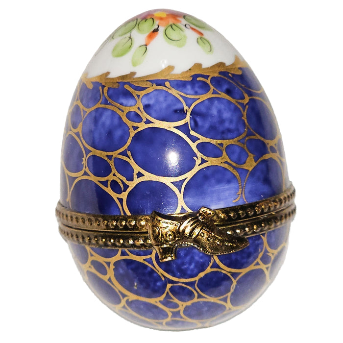 Blue Elegance Egg Box for Collectors Porcelain Limoges egg French Trinket Box