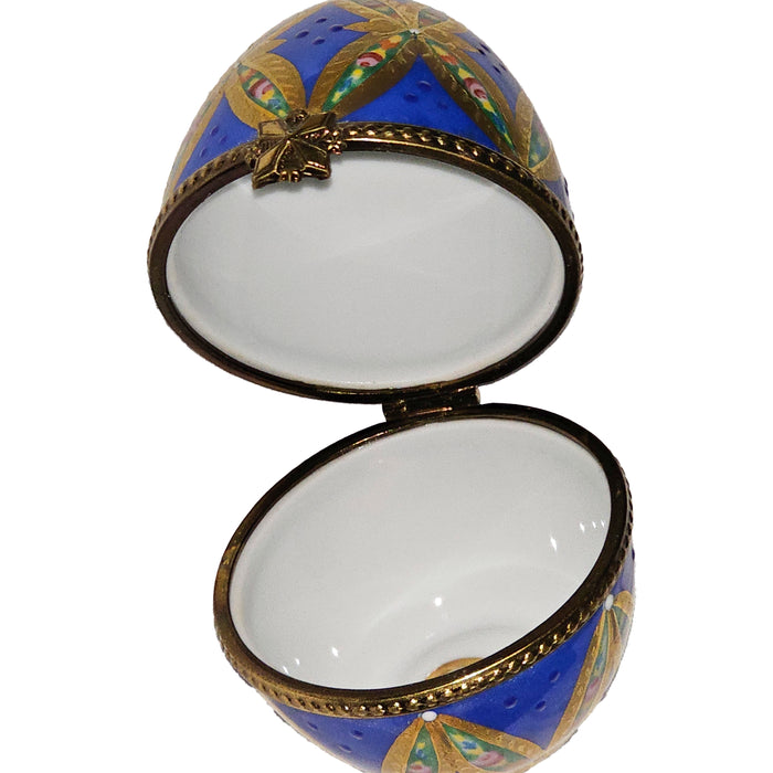 Blue Gold Limoges Egg for Collectors Porcelain Limoges egg French Trinket Box