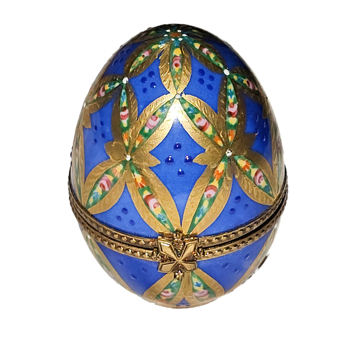 Blue Gold Limoges Egg for Collectors Porcelain Limoges egg French Trinket Box