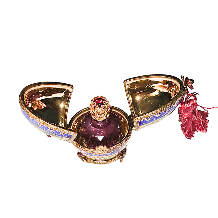 Blue Green Egg Box for Collectors Porcelain Limoges Egg perfume French Trinket Box