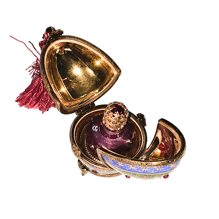 Blue Green Egg Box for Collectors Porcelain Limoges Egg perfume French Trinket Box