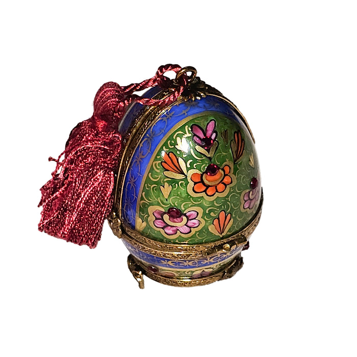 Blue Green Egg Box for Collectors Porcelain Limoges Egg perfume French Trinket Box