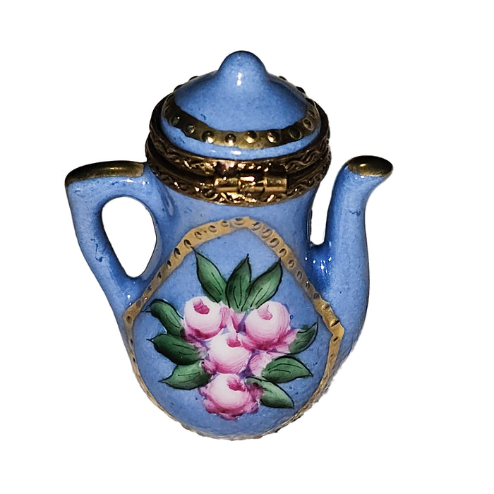 Blue Rose Teapot Treasure for Collectors Porcelain Limoges China Teapot French Trinket Box