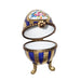 Blue Striped Limoges Egg for Collectors Porcelain Limoges egg French Trinket Box