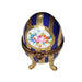 Blue Striped Limoges Egg for Collectors Porcelain Limoges egg French Trinket Box