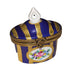 Blue Striped Limoges Box for Collectors Porcelain Limoges Shaped French Trinket Box